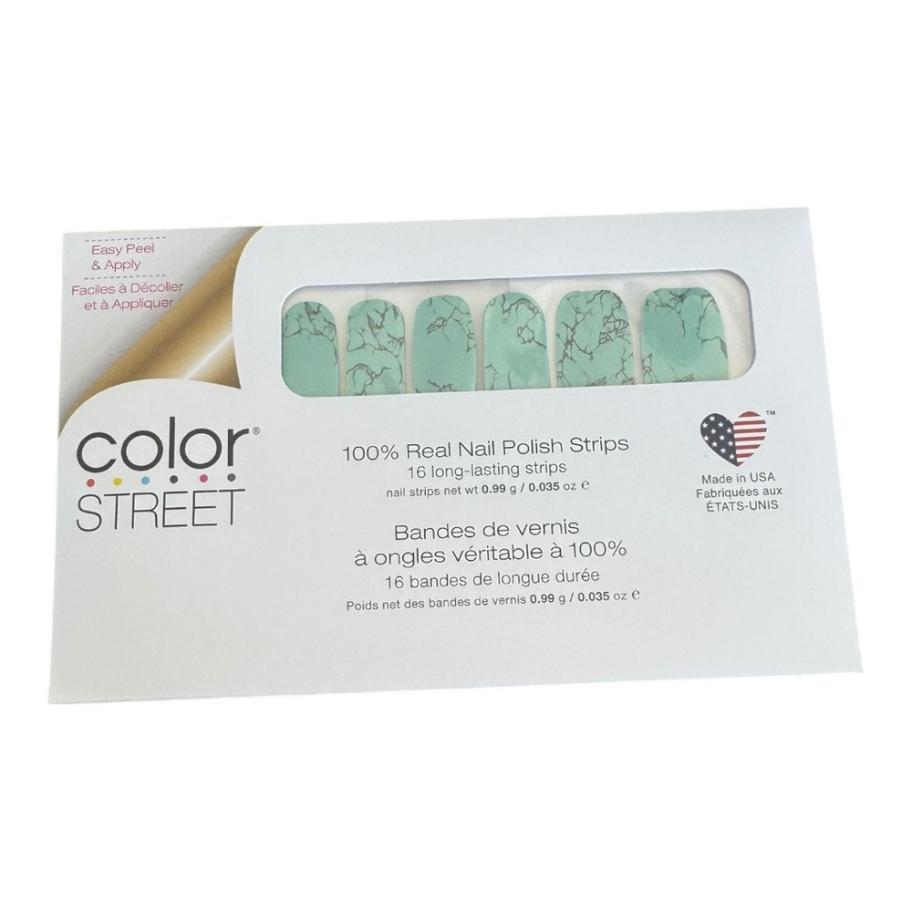 Color Street MOJAVE TURQUOISE Sky Blue Stone Design Nail Strips Set - Picture 6 of 8